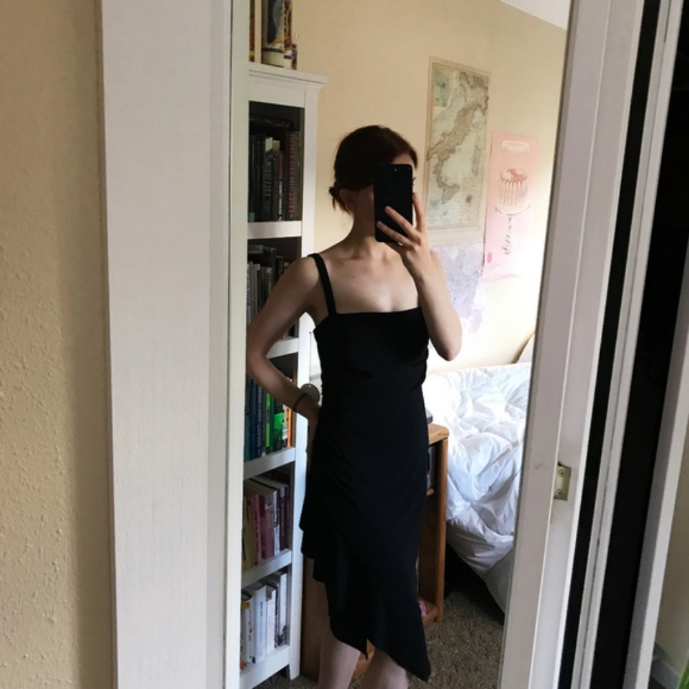 Clover & Sloane Crystal Crepe Ruffle Ruched Dress - Picture 6 of 7